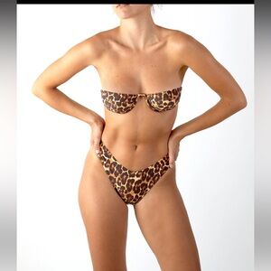 Tropic of C Underwire Mariel Demi Bandeau Leopard Print Lo Bikini Set S NWT